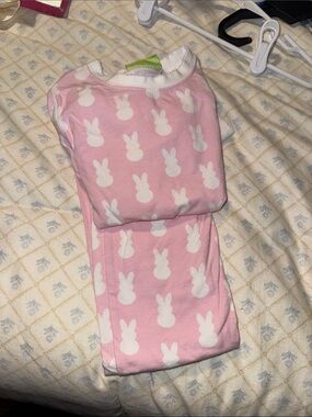 Kids Pink Bunny Print Pajama Set - Soft Cotton Sleepwear
